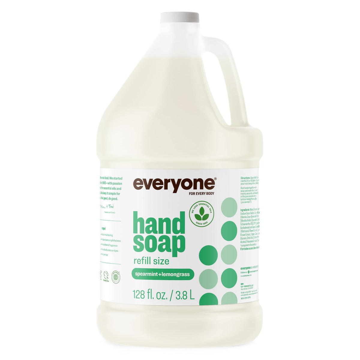 everyone Liquid Hand Soap Refill 1 Gallon Spearmint and Lemongrass front view