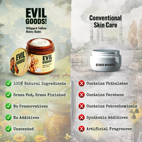 EVIL GOODS Unscented Whipped Tallow Honey Balm 4oz jar side view