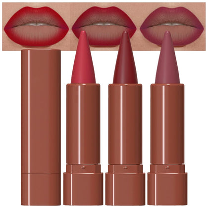 evpct 3Pcs Gradient Lip Duo Set ruby plum, red, and mauve shades