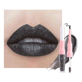 evpct Black Metallic Glitter Lip Liner and Lipstick Combo front view