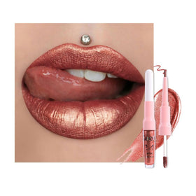 evpct Copper Metallic Glitter Lip Liner and Liquid Lipstick Set front view
