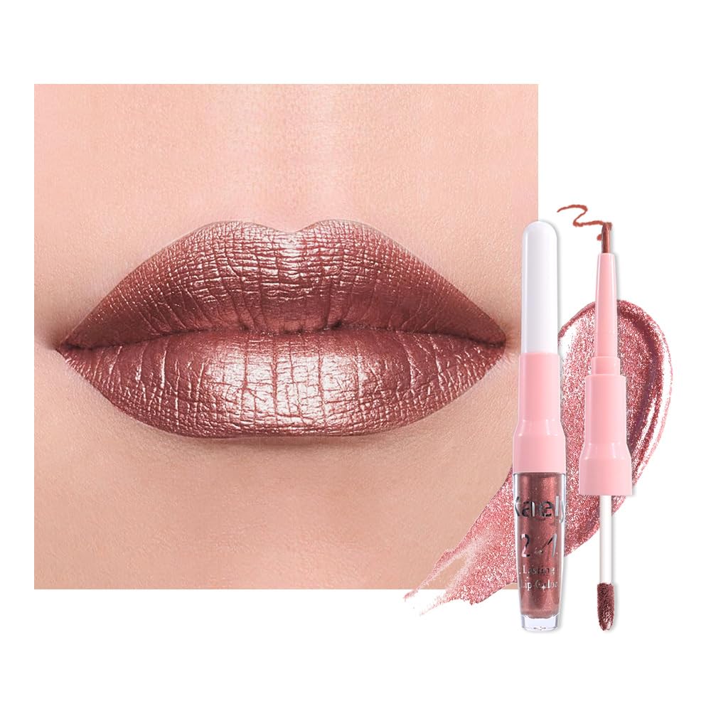 evpct Dark Bronze Metallic Lip Liner and Lipstick Combo front view
