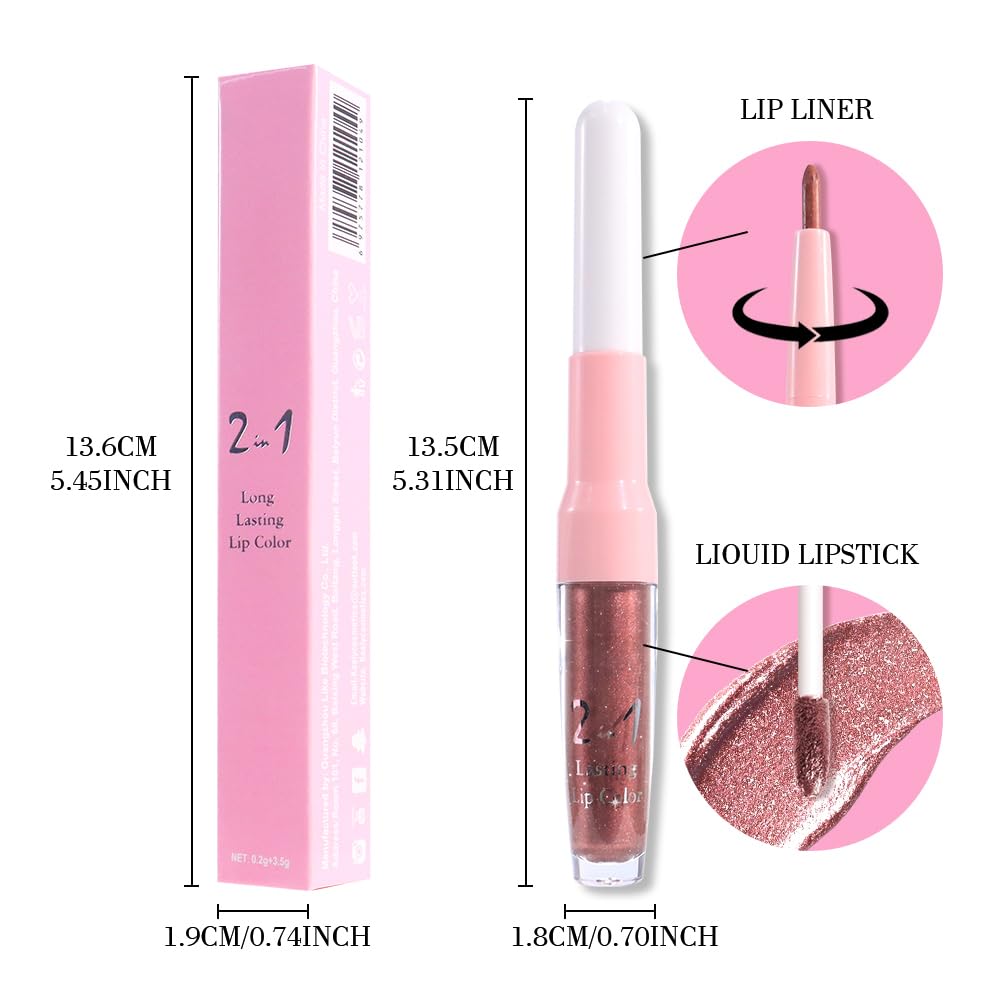 evpct Dark Bronze Metallic Lip Liner and Lipstick Combo swatches