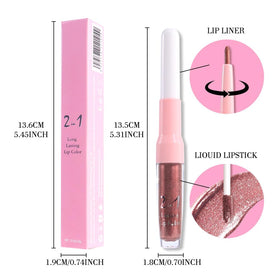 evpct Dark Bronze Metallic Lip Liner and Lipstick Combo swatches