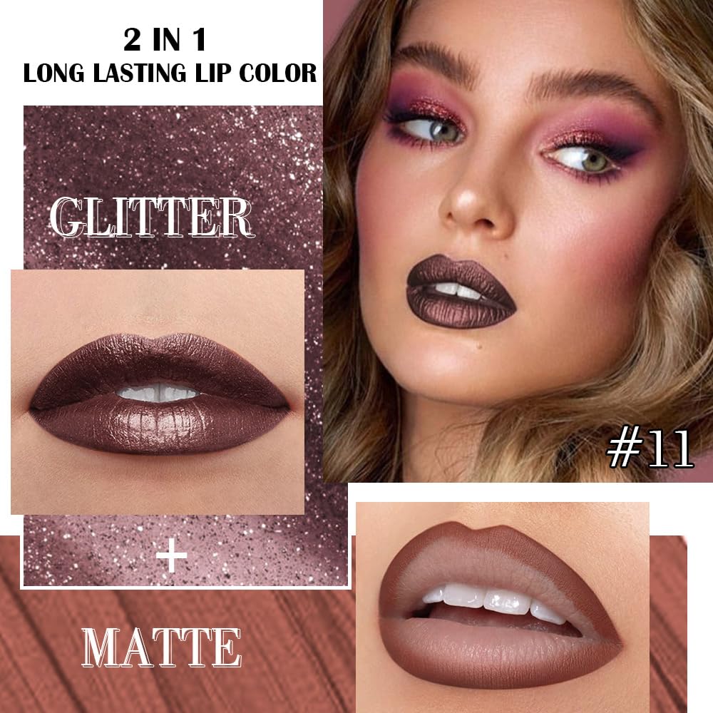 evpct Dark Brown Lip Liner and Lipstick Combo dual-ended design