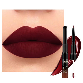 evpct Dark Oxblood Red Matte Lip Liner and Liquid Lipstick Set front view