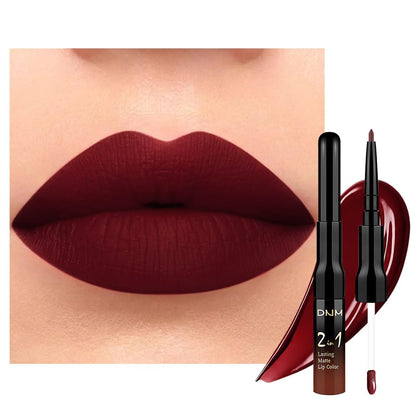 evpct Dark Oxblood Red Matte Lip Liner and Liquid Lipstick Set front view