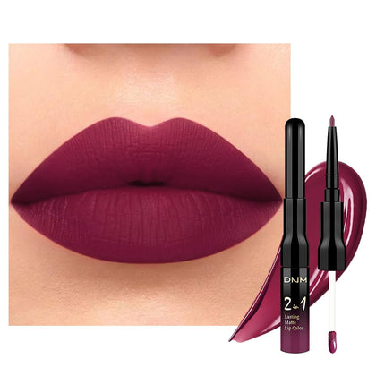 evpct Dark Plum Purple Matte Lip Liner and Liquid Lipstick Set front view