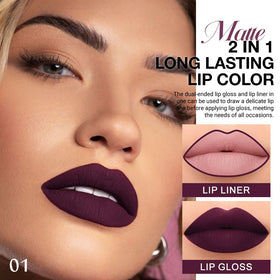 evpct Dark Purple Plum Lip Liner and Liquid Lipstick Set back view
