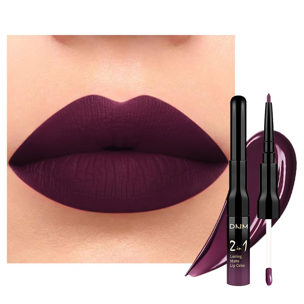 evpct Dark Purple Plum Lip Liner and Liquid Lipstick Set front view