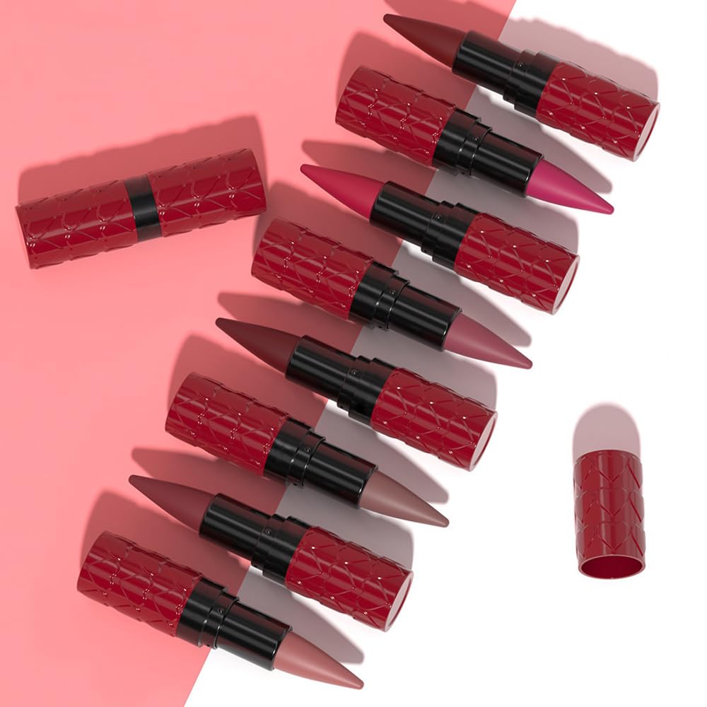evpct Dark Red Gradient Matte Lipstick in makeup bag