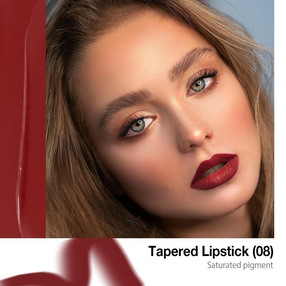 evpct Dark Red Gradient Matte Lipstick pointed tip close-up