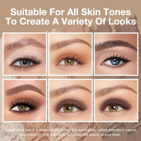 evpct eyeshadow palette with six shades and built-in mirror