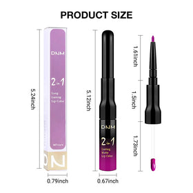 evpct Fuchsia Red Lip Liner and Liquid Lipstick Set displayed with makeup accessories