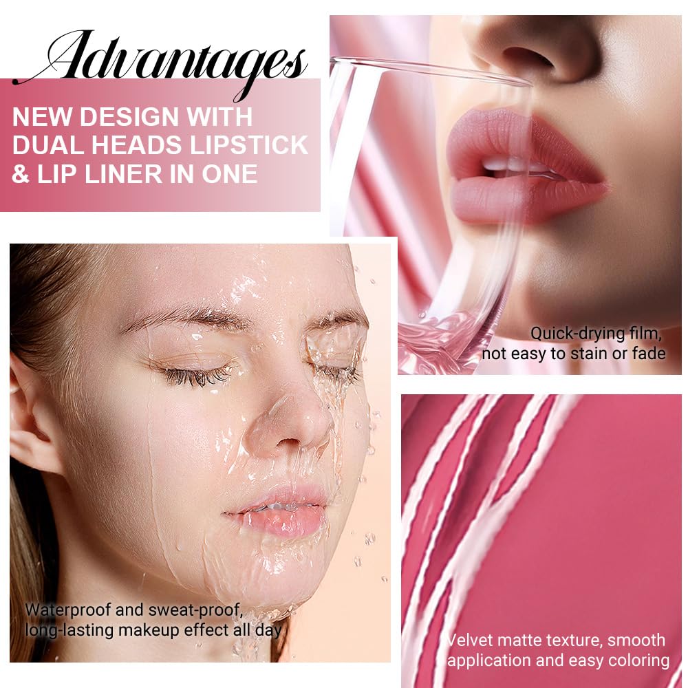 evpct Hot Mauve Lip Liner and Liquid Lipstick Set side view