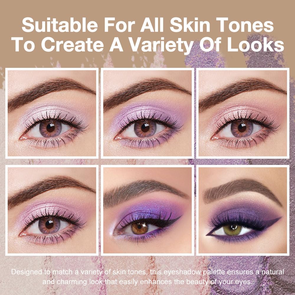 evpct Lavender Purple Pink Eyeshadow Palette open showing full-sized mirror