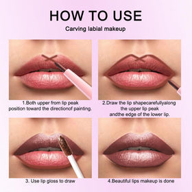 evpct lip liner and lipstick combo in use on model