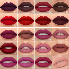 evpct lip liner and liquid lipstick applied on model