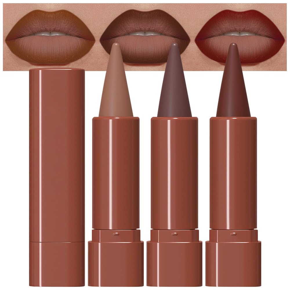 evpct Lipstick Crayon Set front view showcasing warm brown shades