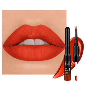 evpct Matte Lip Liner & Liquid Lipstick Set in orange red front view