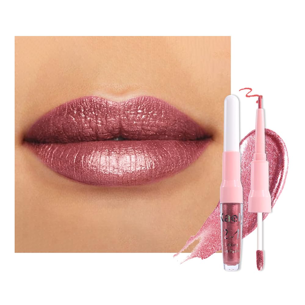 evpct Mauve Pink Lip Liner and Liquid Lipstick Set front view