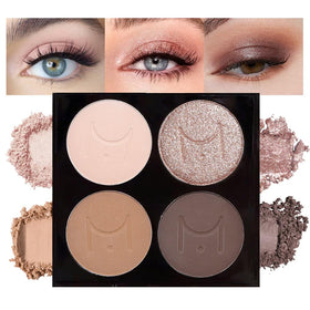 evpct Nude Brown Eyeshadow Quad Palette front view with built-in mirror