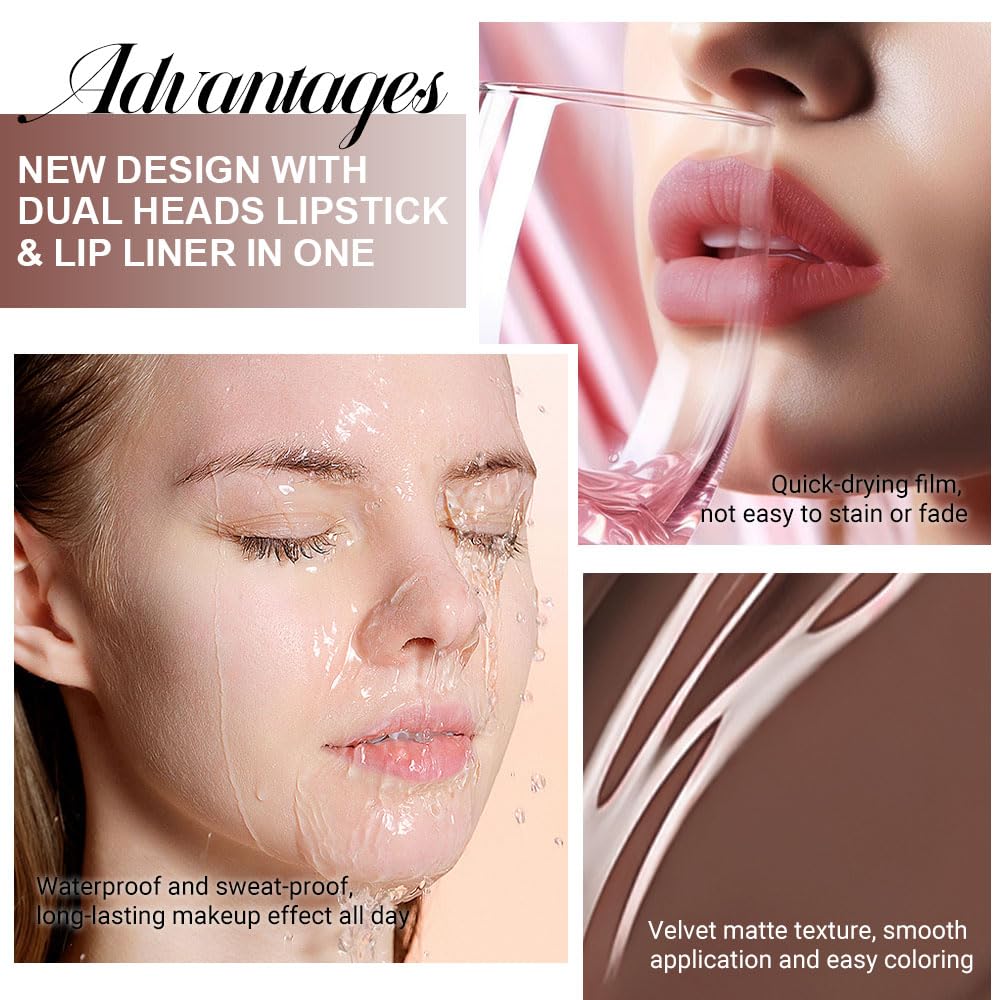 evpct Nude Brown Lip Liner and Liquid Lipstick Set packaging