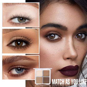 evpct Nude Brown Matte Powder Eyeshadow Quad Palette with applicator
