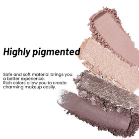 evpct Nude Eyeshadow Quad Palette with swatches of colours
