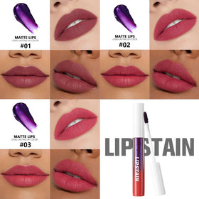 evpct Peel Off Lip Stain in mauve shade on lips