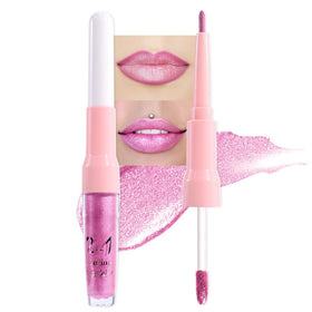 evpct Pink Metallic Glitter Lip Liner and Liquid Lipstick Set swatches