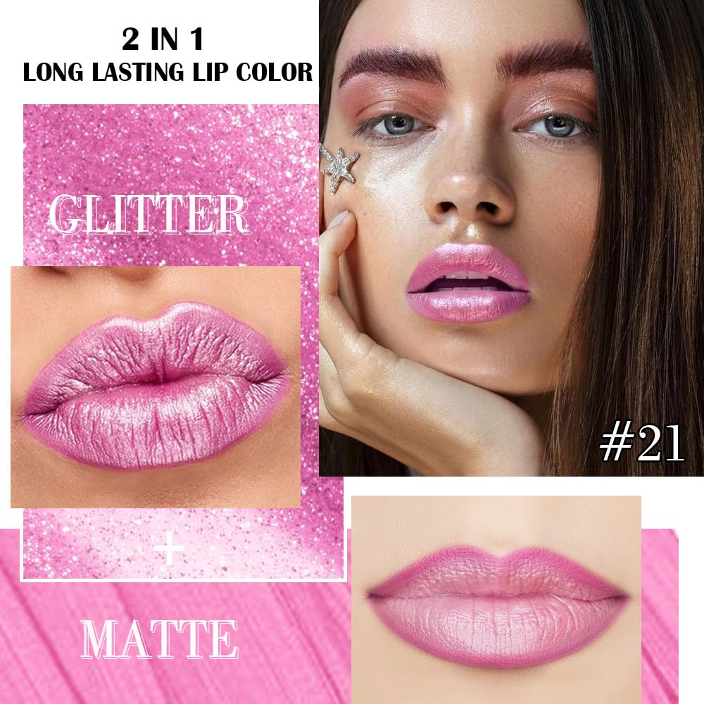 evpct Pink Metallic Glitter Lip Liner close-up