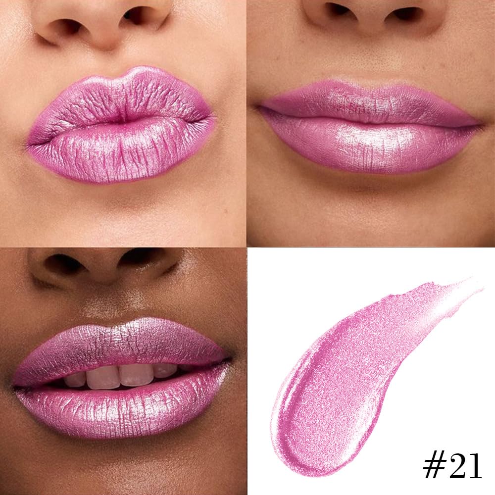 evpct Pink Metallic Glitter Liquid Lipstick close-up