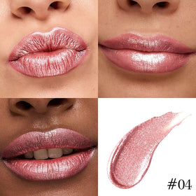 evpct Rose Gold Lip Liner and Liquid Lipstick on a makeup table