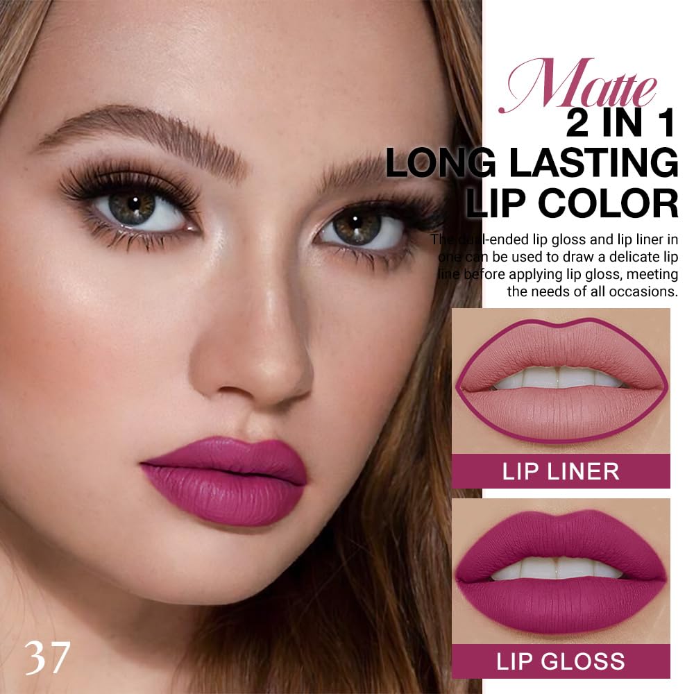 evpct Rose Matte Lip Liner and Liquid Lipstick Set side view