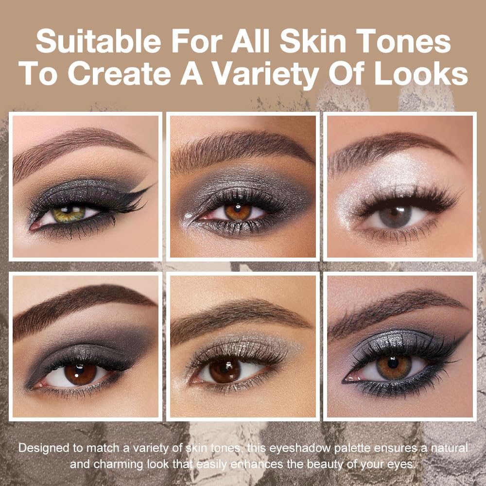 evpct Smokey Grey Eyeshadow Palette with shimmer and matte finishes