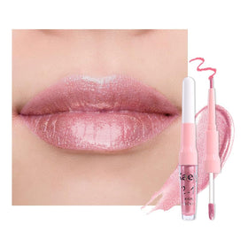 evpct Warm Pink Metallic Glitter Lip Liner and Lipstick Combo Set front view