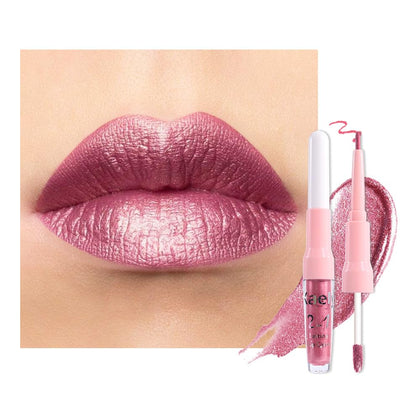 evpct Warm Pink Metallic Lip Liner and Lipstick Combo front view