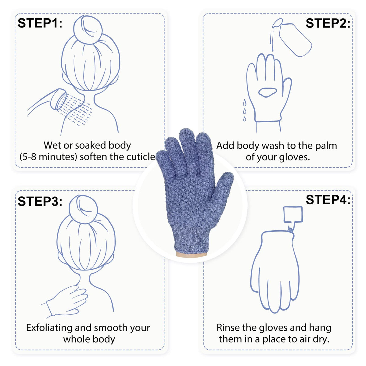 Evridwear Exfoliating Bath Gloves after cleaning