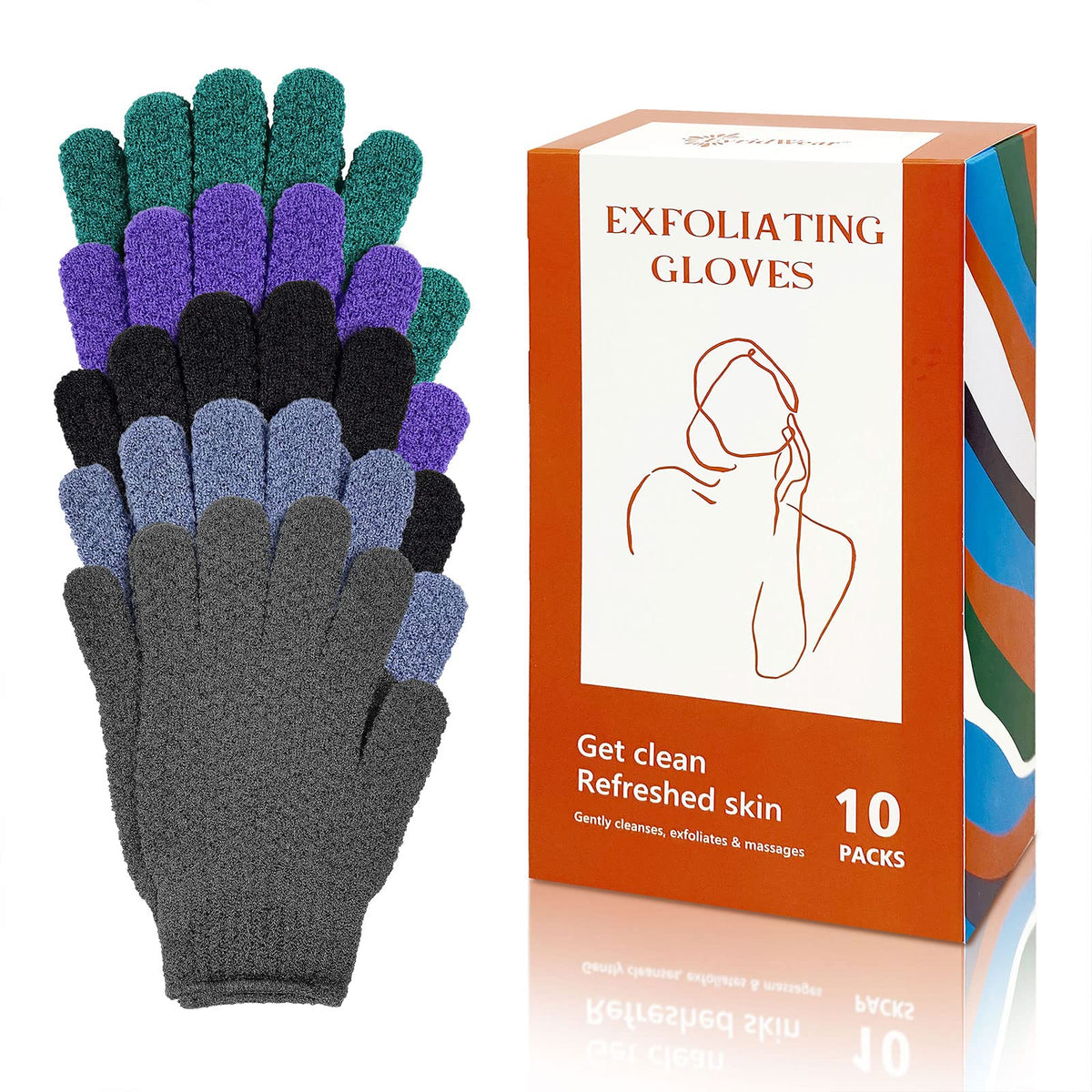 Evridwear Exfoliating Bath Gloves front view
