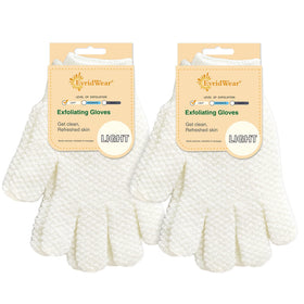 Evridwear Exfoliating Bath Gloves front view, light colour