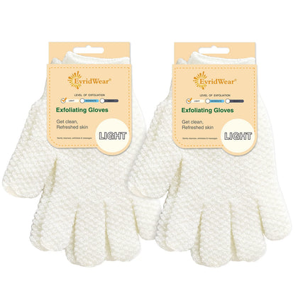Evridwear Exfoliating Bath Gloves front view, light colour