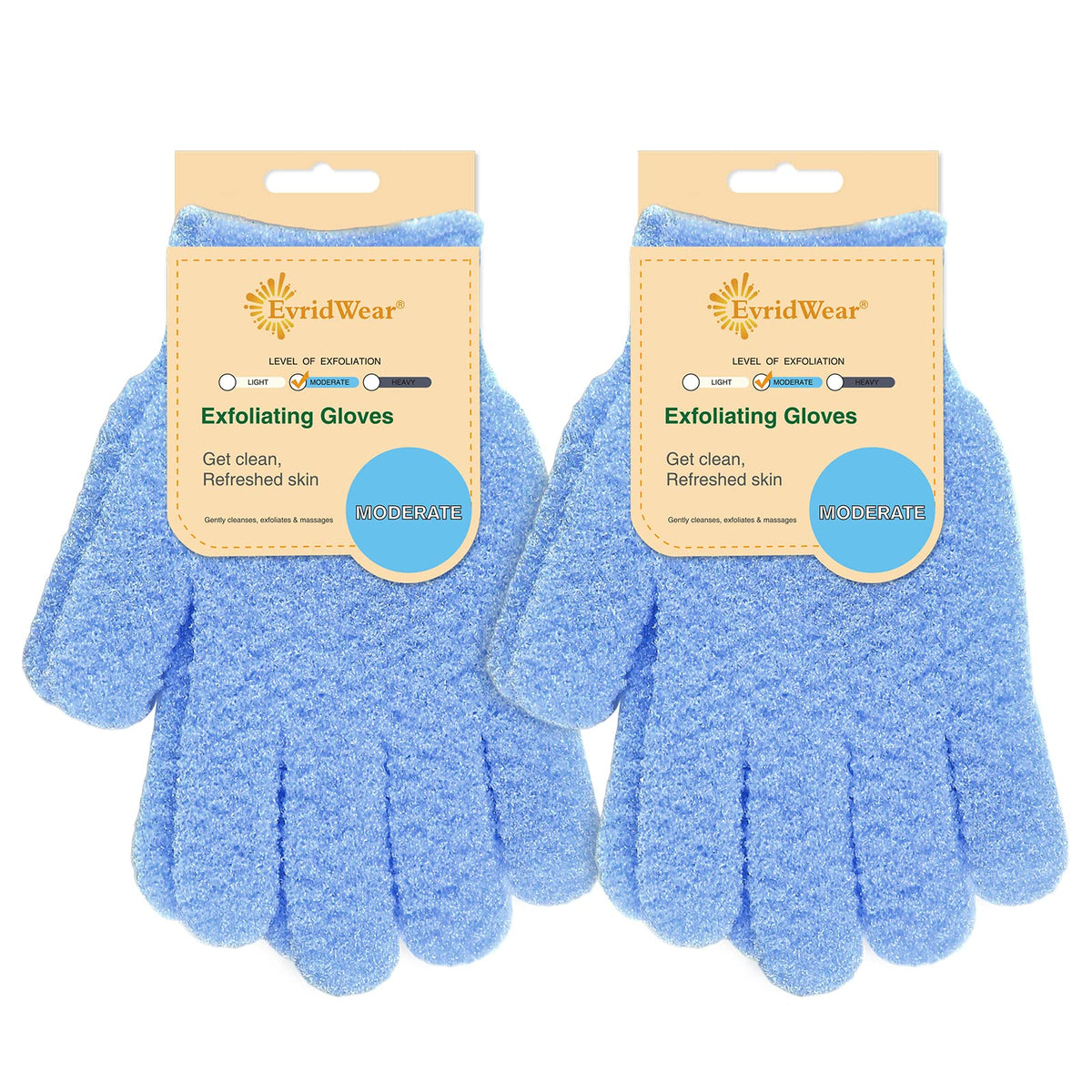 Evridwear Exfoliating Bath Gloves front view with dual texture