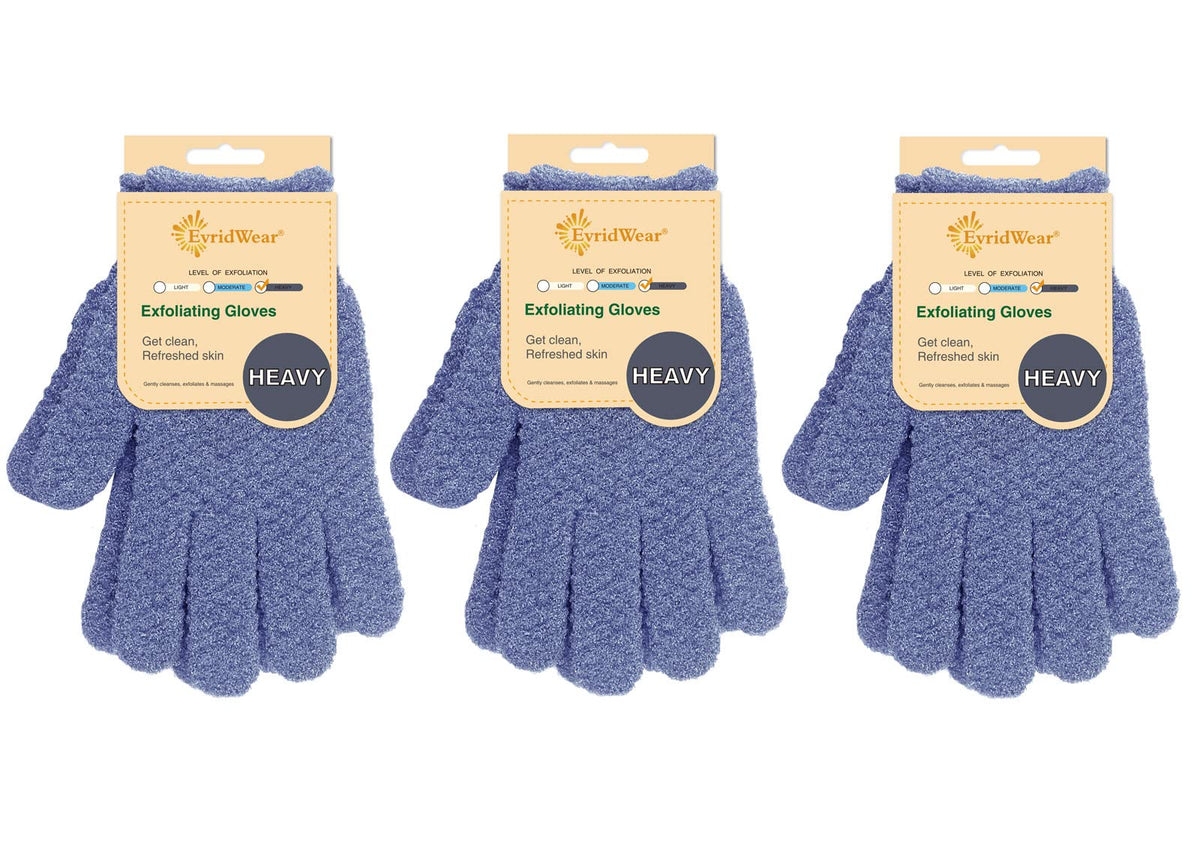 Evridwear Exfoliating Bath Gloves front view with hanging loop