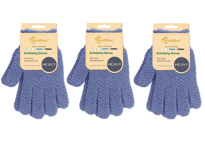 Evridwear Exfoliating Bath Gloves front view with hanging loop