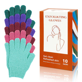 Evridwear Exfoliating Bath Gloves front view with hanging loop