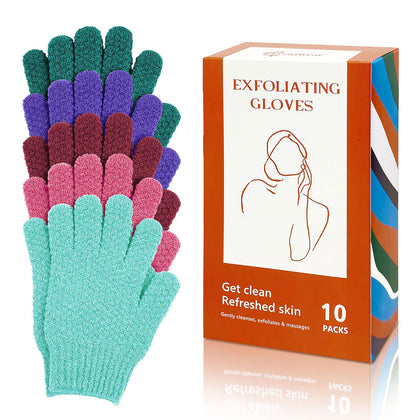 Evridwear Exfoliating Bath Gloves front view with hanging loop
