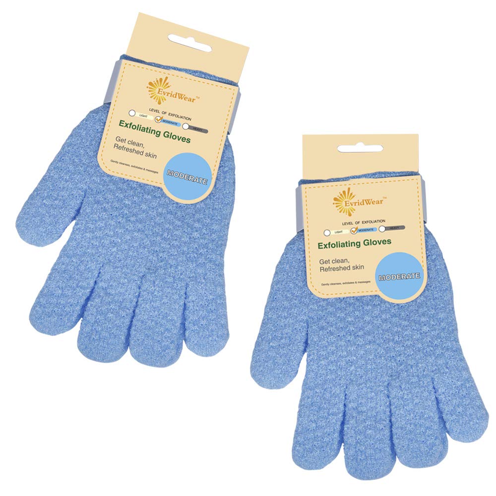 Evridwear Exfoliating Bath Gloves hanging for air drying
