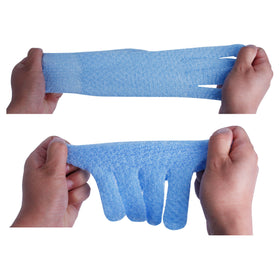 Evridwear Exfoliating Bath Gloves in use during a shower