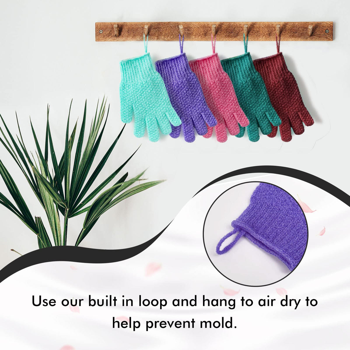 Evridwear Exfoliating Bath Gloves in use during a shower